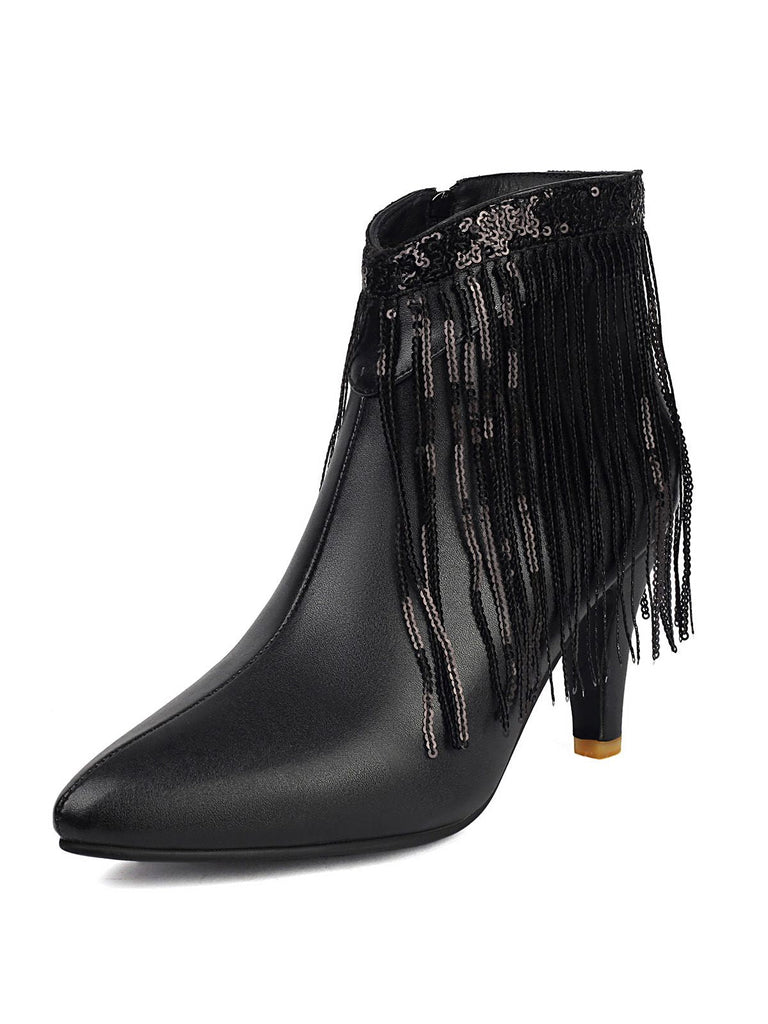 Metallisch Quaste Spitzer Spitze Stiletto Chelsea Stiefel