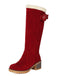 Wildleder Schnalle Kunstpelz Kniehohe Stiefel