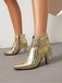 Metallisch Quaste Spitzer Spitze Stiletto Chelsea Stiefel