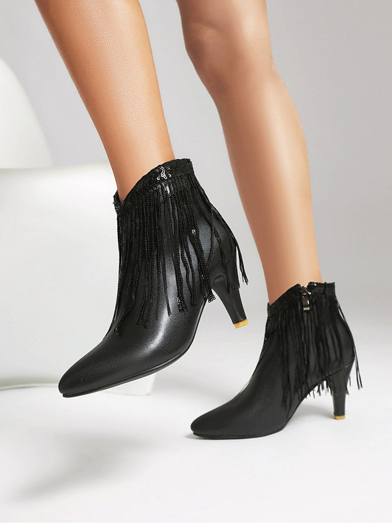 Metallisch Quaste Spitzer Spitze Stiletto Chelsea Stiefel