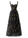 Gelb 1930er Blumen Netz Stäbchen Schnürung Kleid