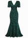 1930er Pailletten Bogen Maxi Meerjungfrauen Kleid