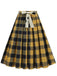 1950er Polka Dot Gürtel Plaid Plissiertes Rock