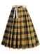 1950er Polka Dot Gürtel Plaid Plissiertes Rock