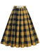 1950er Polka Dot Gürtel Plaid Plissiertes Rock