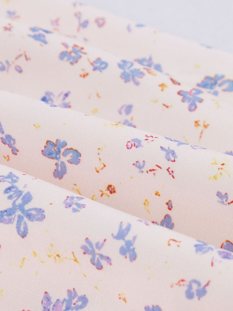 Blassrosa 1940er Blazer Kragen Blumen Gürtel Kleid