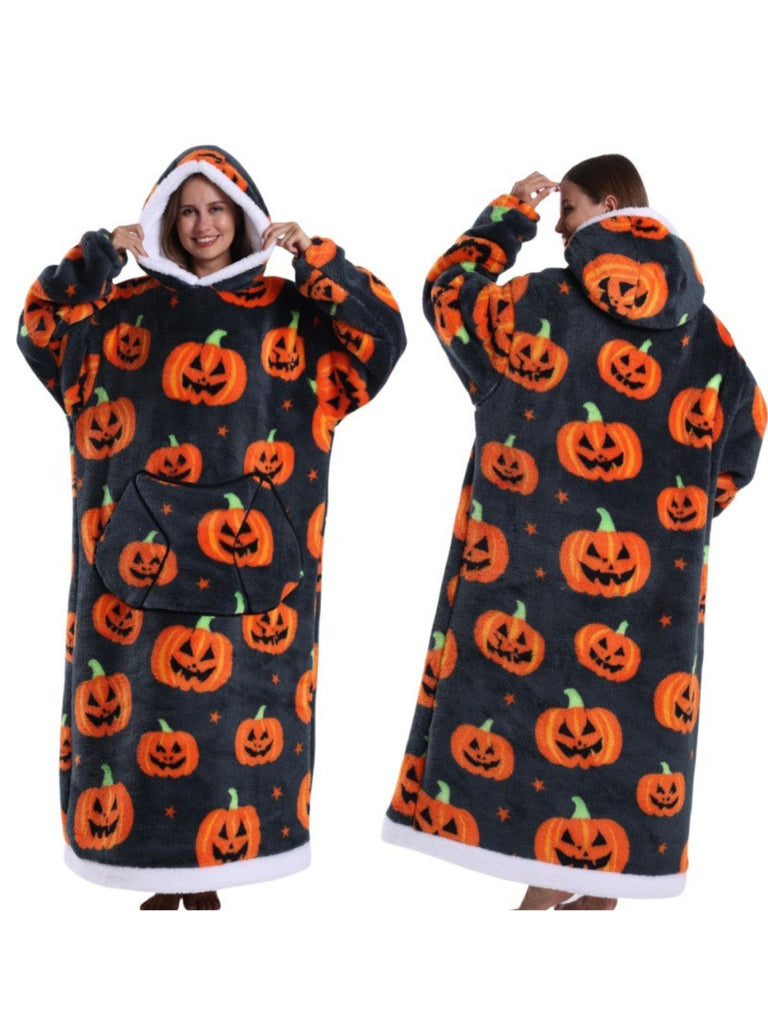 1970er Pumpkin Weihnachtsmanns Schneemann Decke Hoodie Lougewear