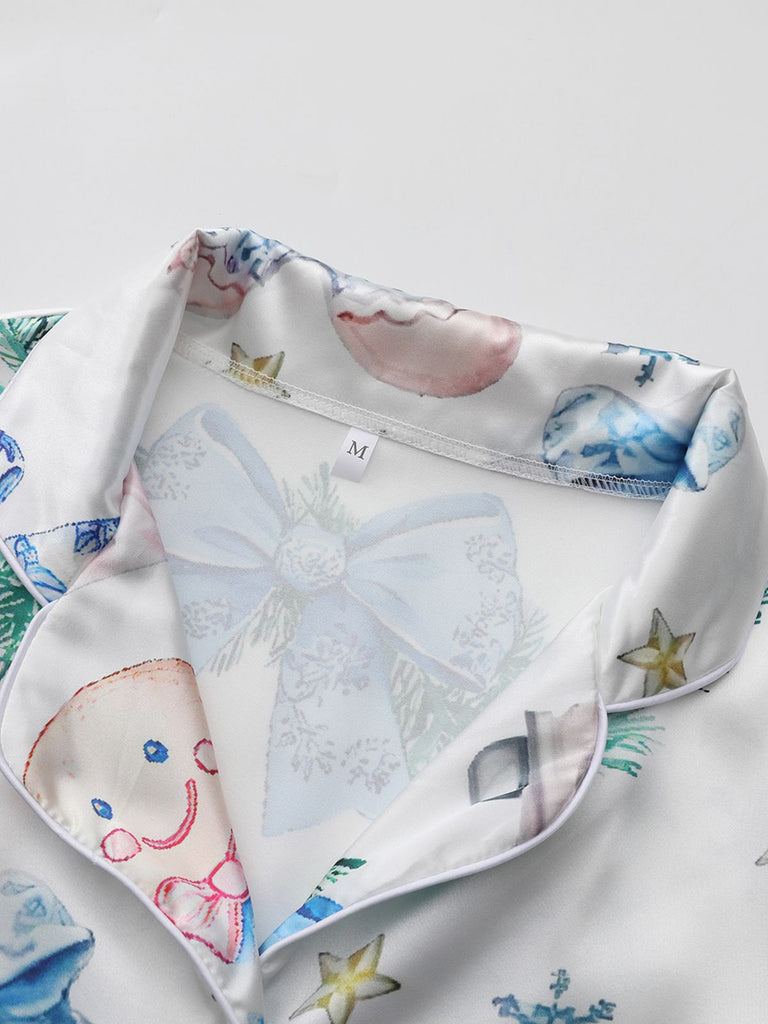 Blau 1940er Weihnachten Nussknacker Zuckerstange Pyjama-Set