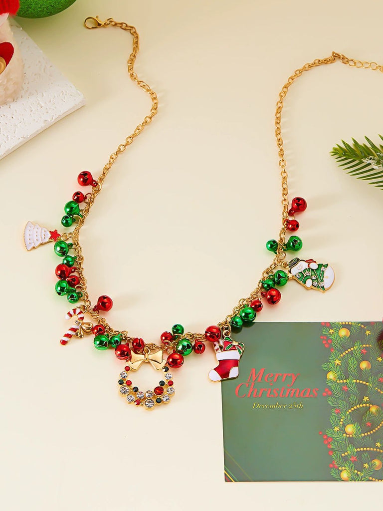 Weihnachtsglocken Zuckerstangenkranz Anhänger Halskette