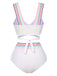1940er Regenbogen Schnürung Patchwork Gurt Bikini Set
