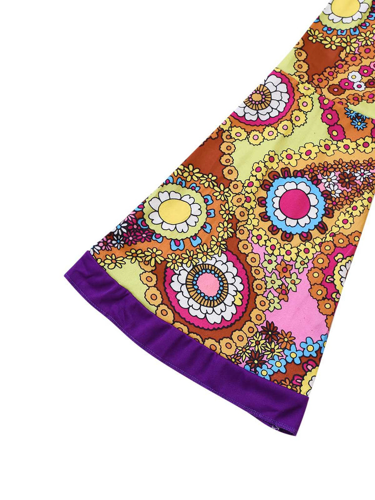 2PCS 1970er Quaste Weste & Psychedelisch Hippie Kostüm Kleid