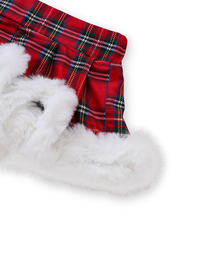 Rot 1960er Plaid Roher Saum Pyjama Sets