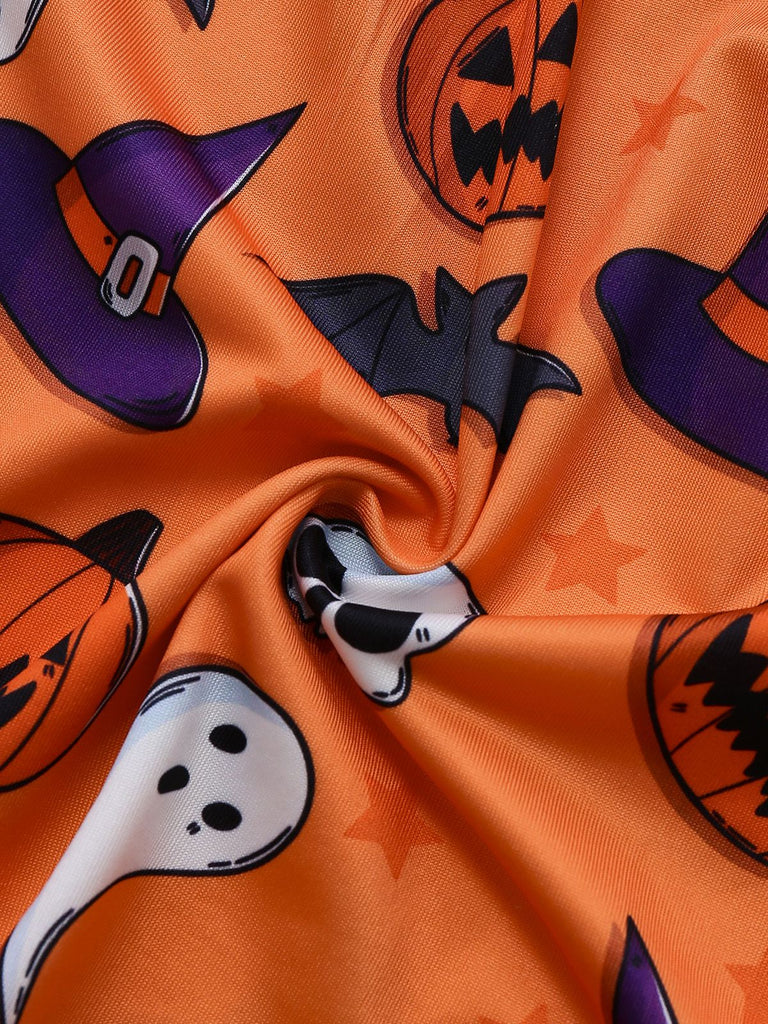 Orange 1960er Halloween Spitze Patchwork Nachtwäsche