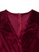 1970er Samt Tief V-Ausschnitt Langarm Jumpsuit