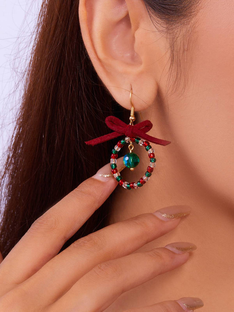 Vintage Bogen Edelsteinperlen Ohrringe