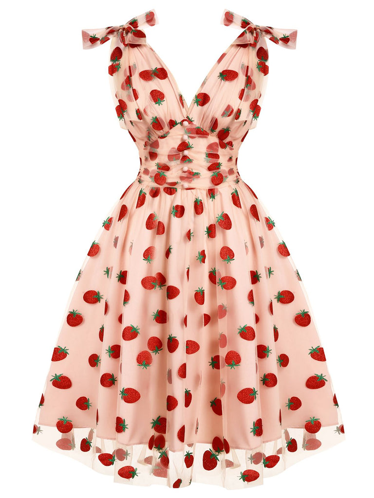 Grün 1950er Gänseblümchen Netz Swing Kleid