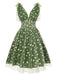 Grün 1950er Gänseblümchen Netz Swing Kleid
