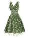 Grün 1950er Gänseblümchen Netz Swing Kleid