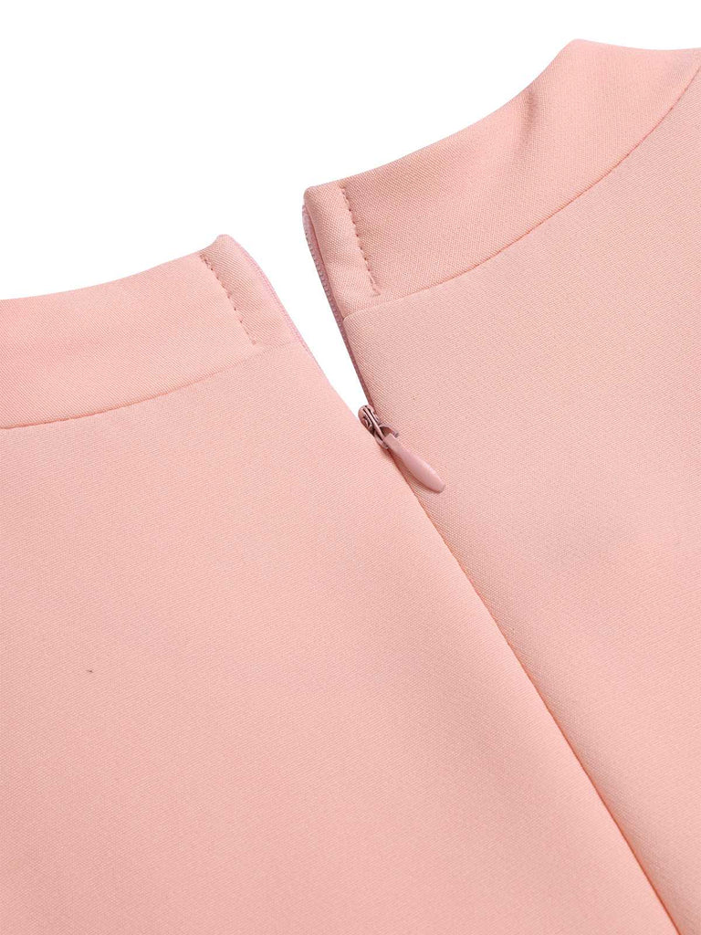 Schwarz 1960er Solide Stehkragen Ärmellos Romper