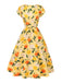 Gelb 1950er Hortensie Blumen Gerüschtes Kleid