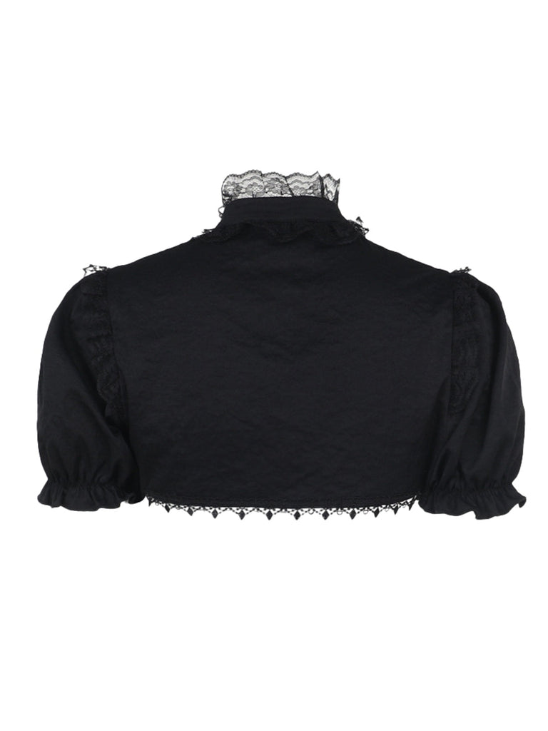 2PCS Schwarz & Blau 1980er Gothic Kap Strickjacke & Blumen Besticktes Kleid