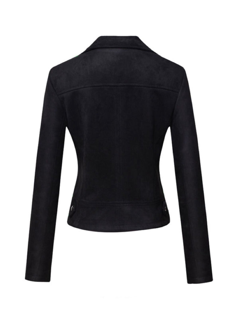 1980er Solide Revers Ssuede Leder Jacke