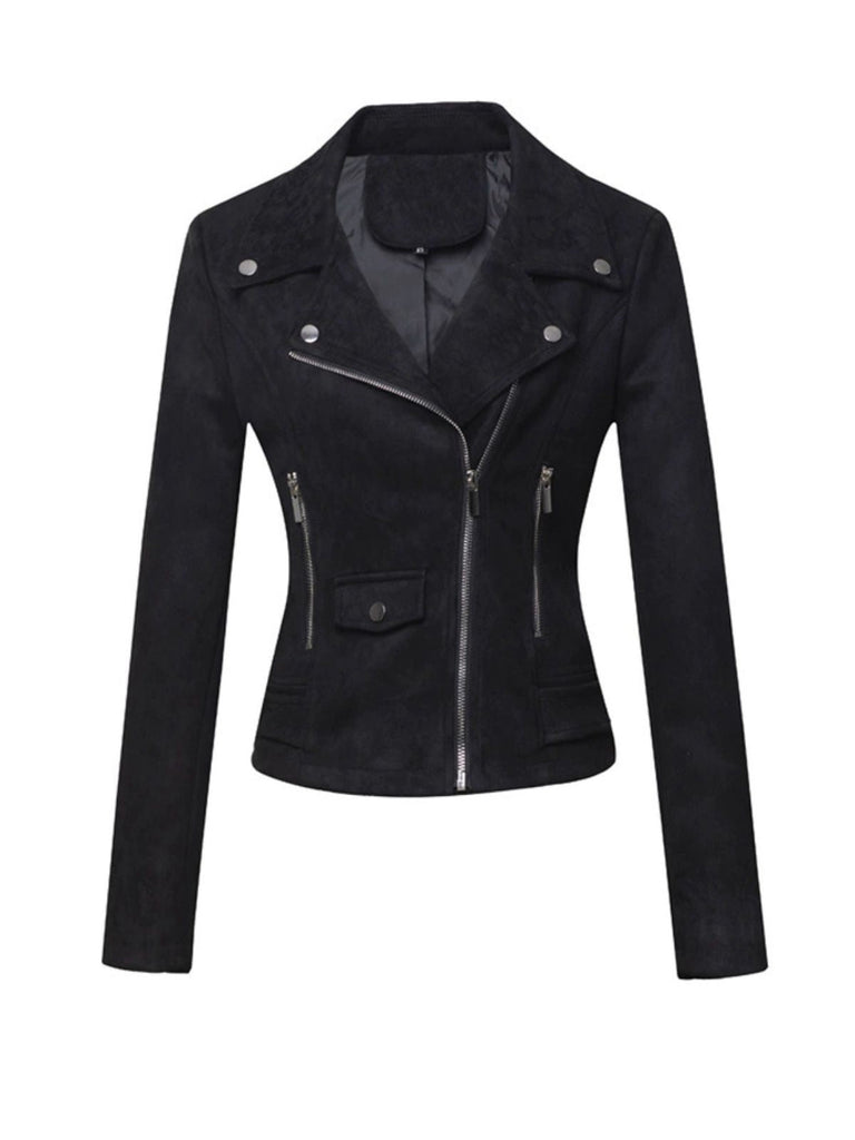 1980er Solide Revers Ssuede Leder Jacke