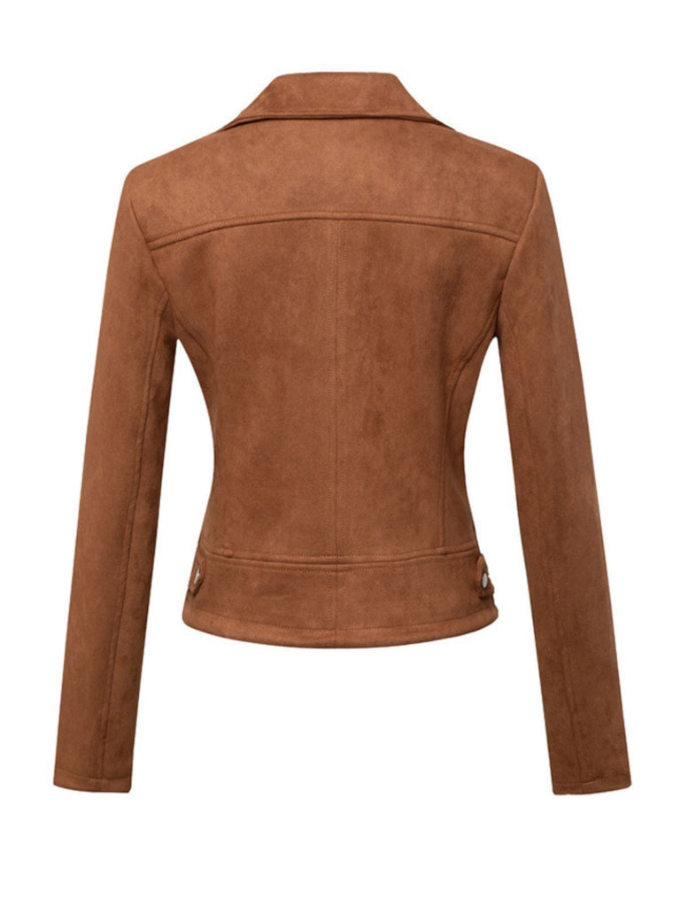 1980er Solide Revers Ssuede Leder Jacke