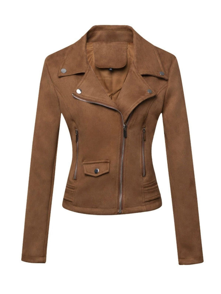 1980er Solide Revers Ssuede Leder Jacke