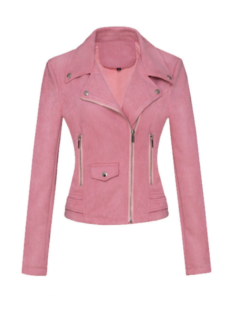 1980er Solide Revers Ssuede Leder Jacke