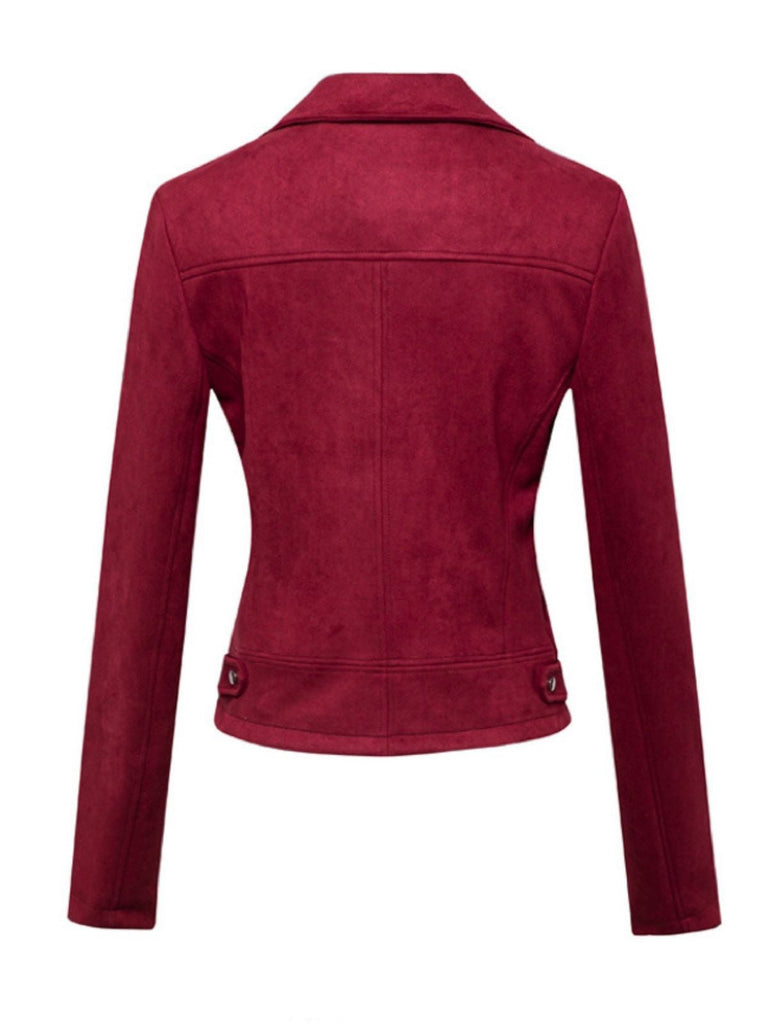 1980er Solide Revers Ssuede Leder Jacke