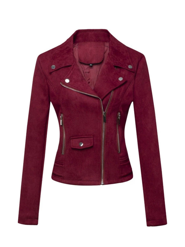 1980er Solide Revers Ssuede Leder Jacke