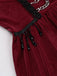 Burgunderrot 1950er Weihnachten Gothic Samt Kette Strassstein Kleid