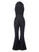 Blau 1970er Baumwolle Denim Ausgestellter Jumpsuit