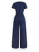 Blau 1930er Streifen Revers Jumpsuit