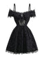1950er Gothic Halloween Spinnennetz & Kreuz Strukturiert Kleid