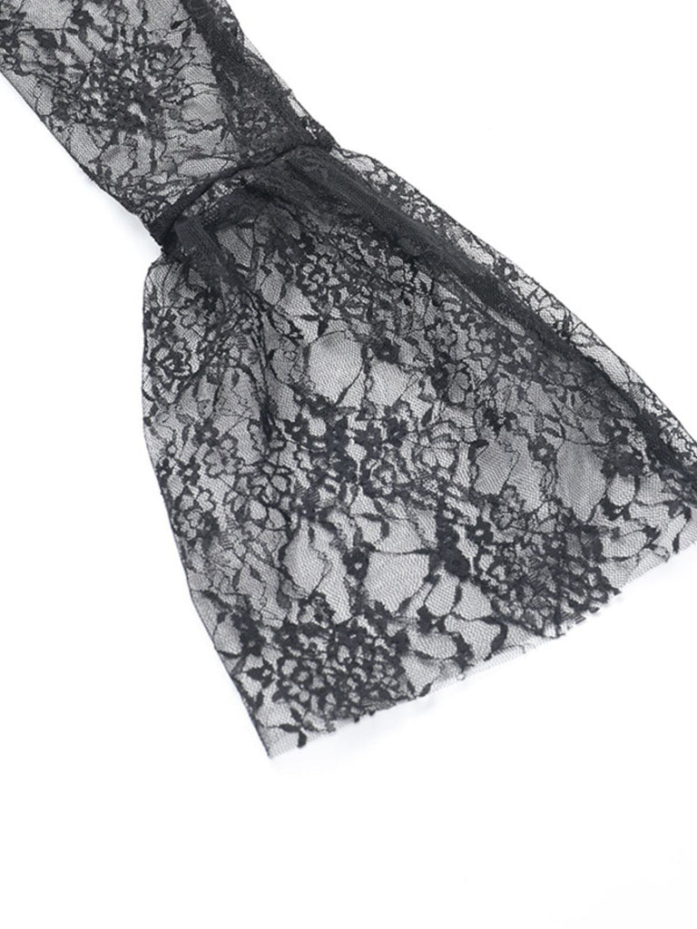 2PCS Schwarz 1960er Spitze Cover-Up & Geschwollen Kleid