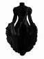 Schwarz 1980er Gigot-Ärmel Viktorianisch Spitze Kleid
