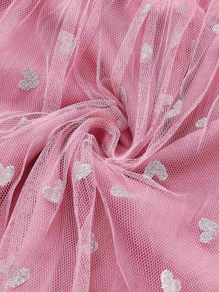 1930er Herz Silberfolie Tüll Spaghetti Träger Abschlussball Kleid