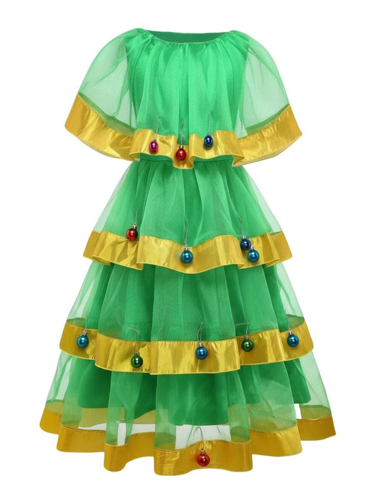 Grün 1950er Weihnachtsbaum Kostüm mit Glocke
