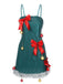 Grün 1960er Bogen & Weihnachten Glocke Pailletten Kleid