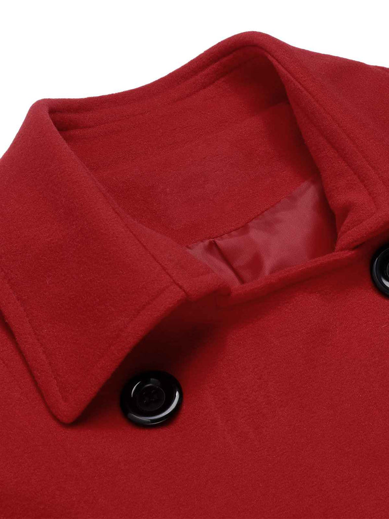 Braun 1950er Solide Farbe Revers Schmaler Mantel