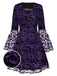 Lila 1960er Fledermäuse Masche Glockenärmel Kleid