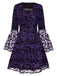 Lila 1960er Fledermäuse Masche Glockenärmel Kleid
