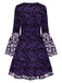 Lila 1960er Fledermäuse Masche Glockenärmel Kleid
