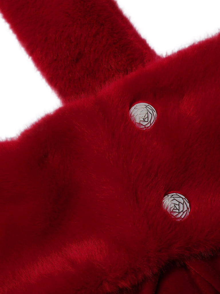 Rot 1950er Samt Schulterfrei Taste Jumpsuit