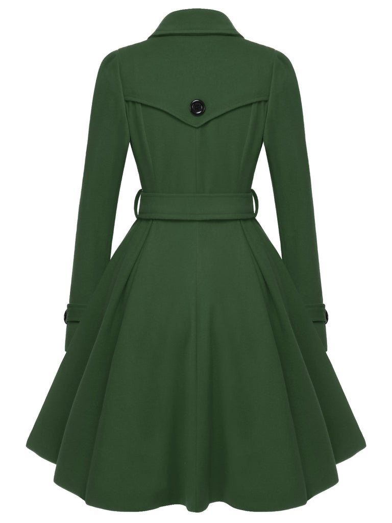 Braun 1950er Solide Farbe Revers Schmaler Mantel