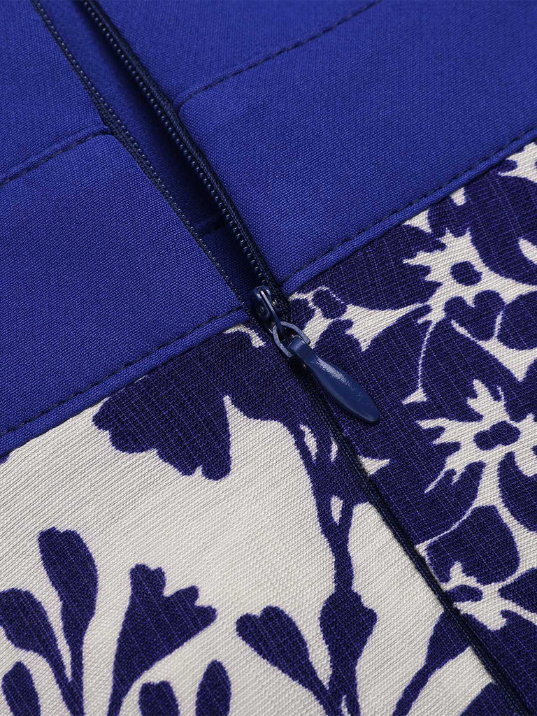 Rot 1950er Blumen Knöpfen Sweetheart-Kragen Kleid