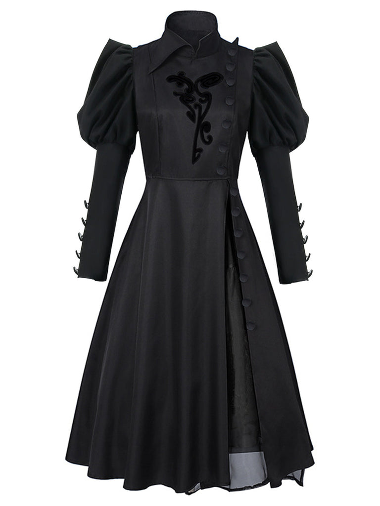 Schwarz 1940er Gothic Wicked-Inspiriert Elphaba Blumen Hexenkleid