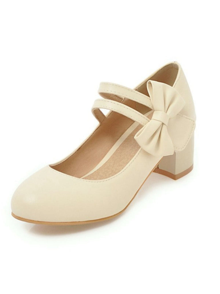 Vintage Bogen Runder-Spitze Kegelabsatz Schuhe